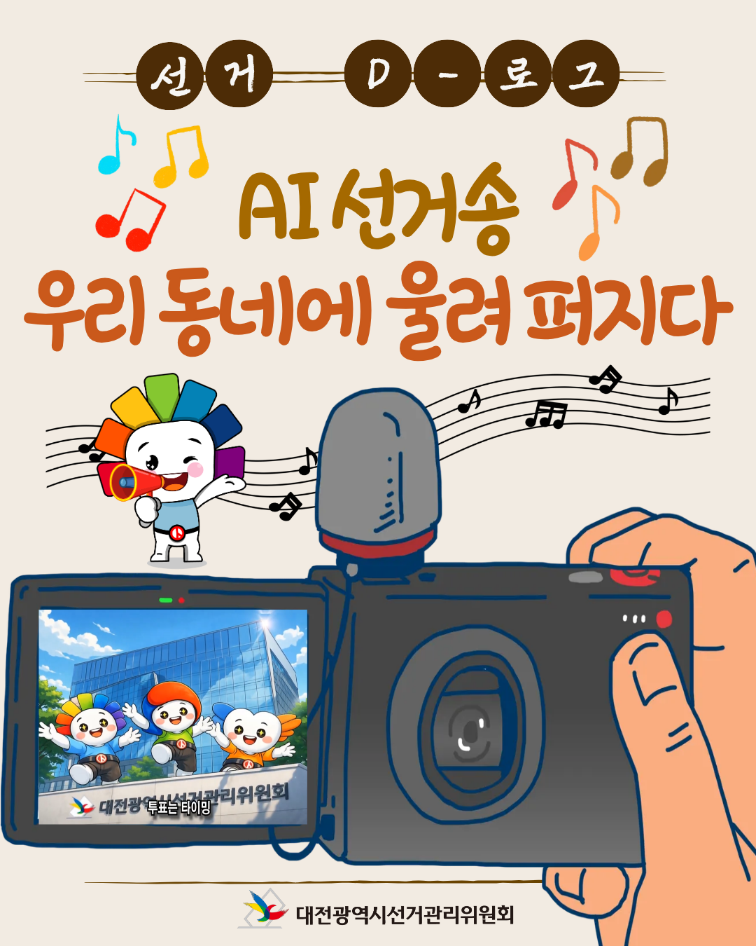 [선거 D-로그] AI 선거송, 우리 동네에 울려 퍼지다 카드뉴스. 자세한 이미지 설명은 아래 내용을 참고하시기 바랍니다.